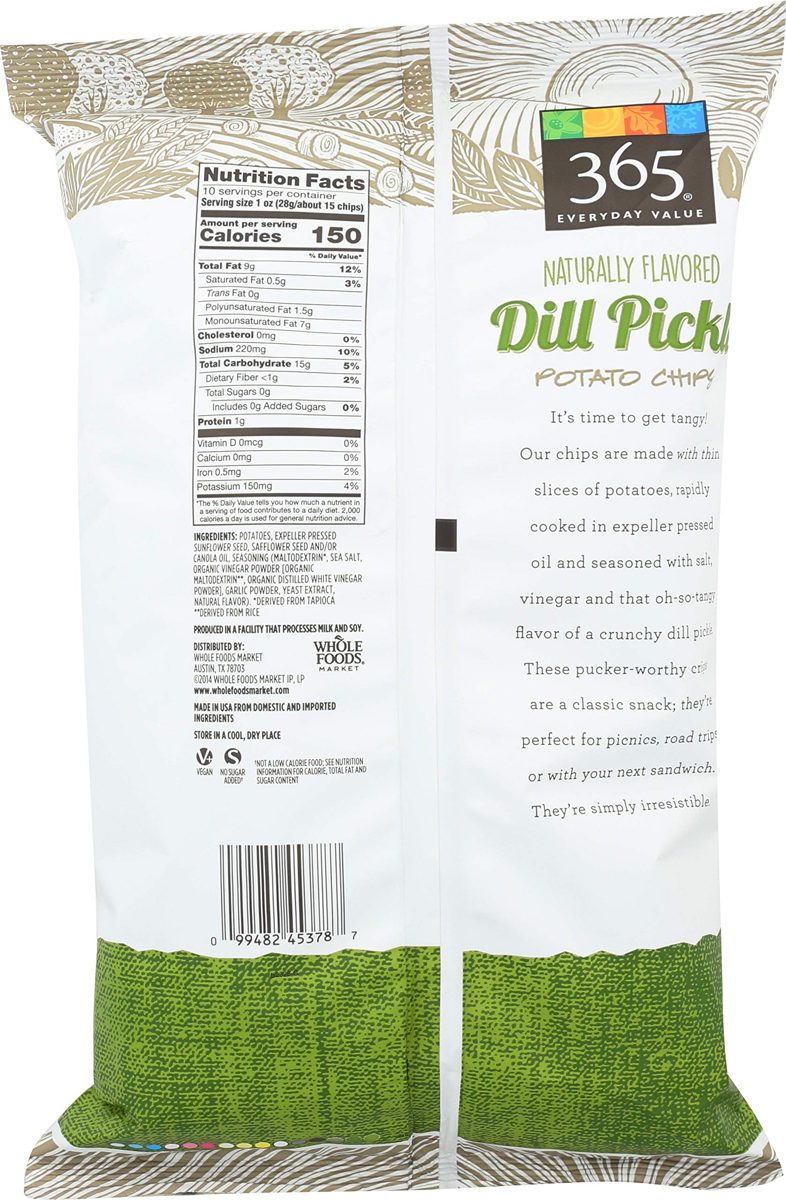 365 Everyday Value, Potato Chips, Dill Pickle, 10 oz