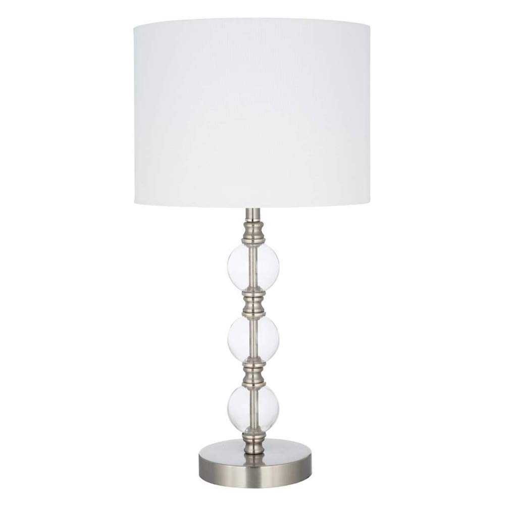Amazon Brand – Ravenna Home Modern Stacked Ball Desk Table Lamp with LED Light Bulb - 23.25 Inches, Brushed Steel with Clear Glass