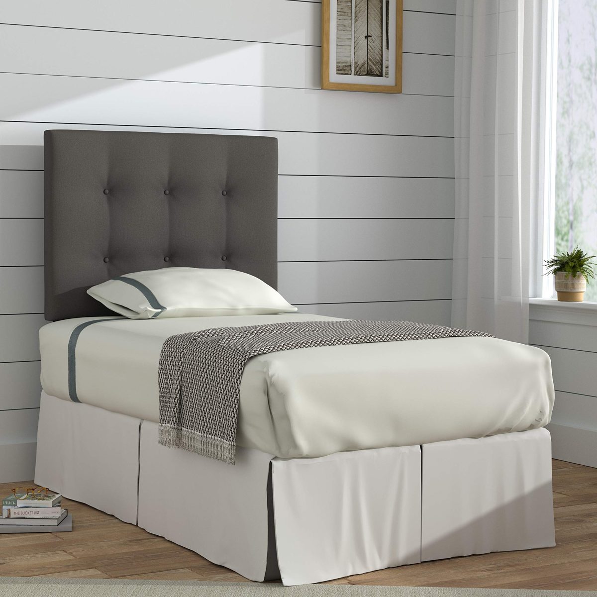 Stone & Beam Canton Twin Button-Tufted Headboard, 42"W, Iron