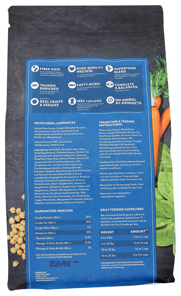 WHOLE PAWS Whitefish Recipe Cat Food, 56 OZ