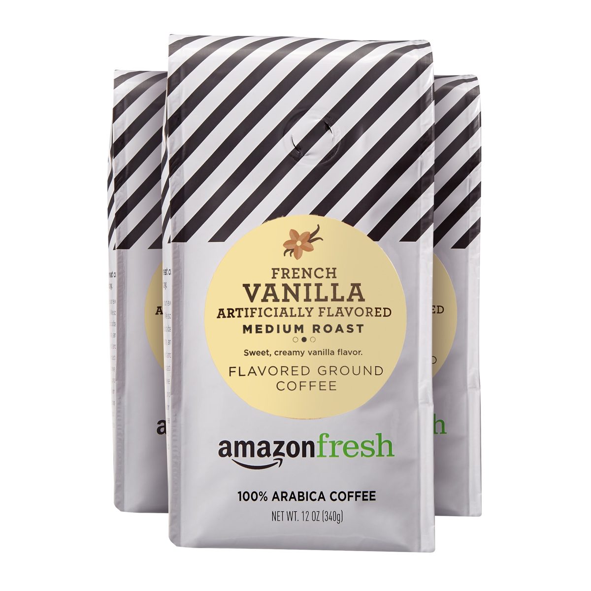 AmazonFresh French Vanilla Flavored Coffee, Ground, Medium Roast, 12 Ounce (Pack of 3) & Colombia Ground Coffee, Medium Roast, 32 Ounce