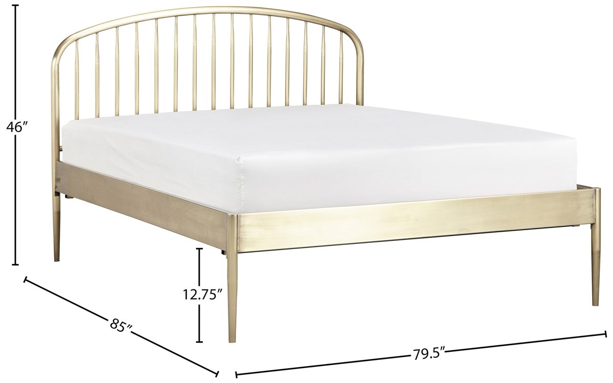 Amazon Brand – Rivet Nova Modern King Bed Frame with Arched Headboard, 79.5"W, Gold Finished Metal