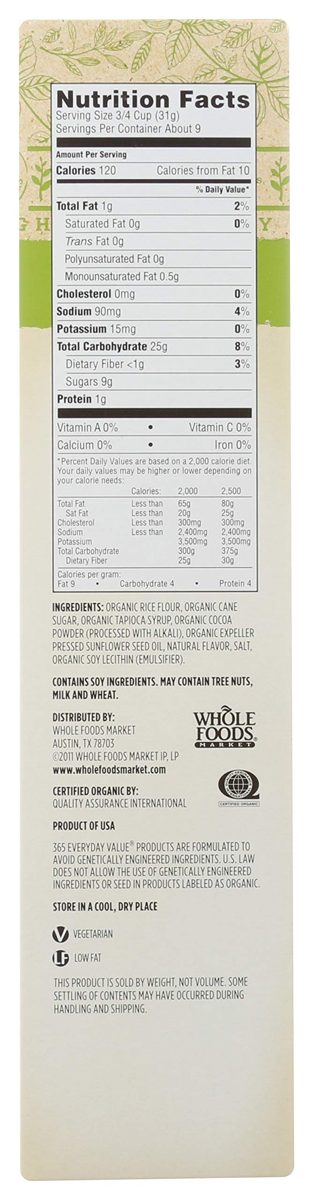 365 Everyday Value, Organic Cocoa Rice Crisps, 10 oz