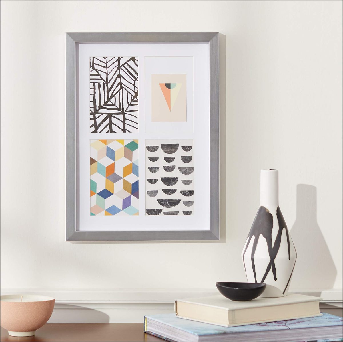 AmazonBasics Photo Frames - 4-Opening 4'x6' Collage, Nickel