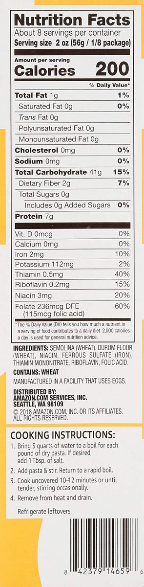 Amazon Brand - Solimo Pasta, Spaghetti, 16oz