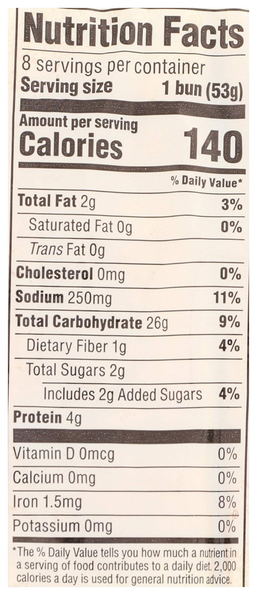 365 EVERYDAY VALUE Organic White Hot Dog Buns 8Ct, 14 OZ (Frozen)