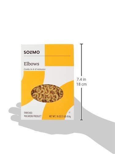 Amazon Brand - Solimo Pasta, Elbows, 16oz (Pack of 8)