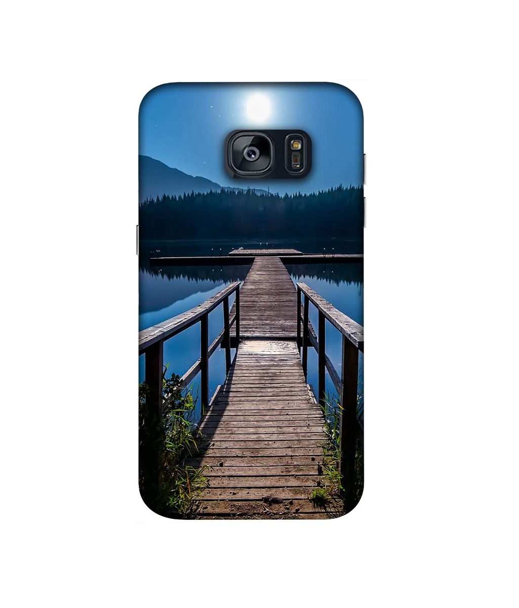 Amazon Brand - Solimo Designer Wooden Beach 3D Printed Hard Back Case Mobile Cover for Samsung Galaxy S7 Edge