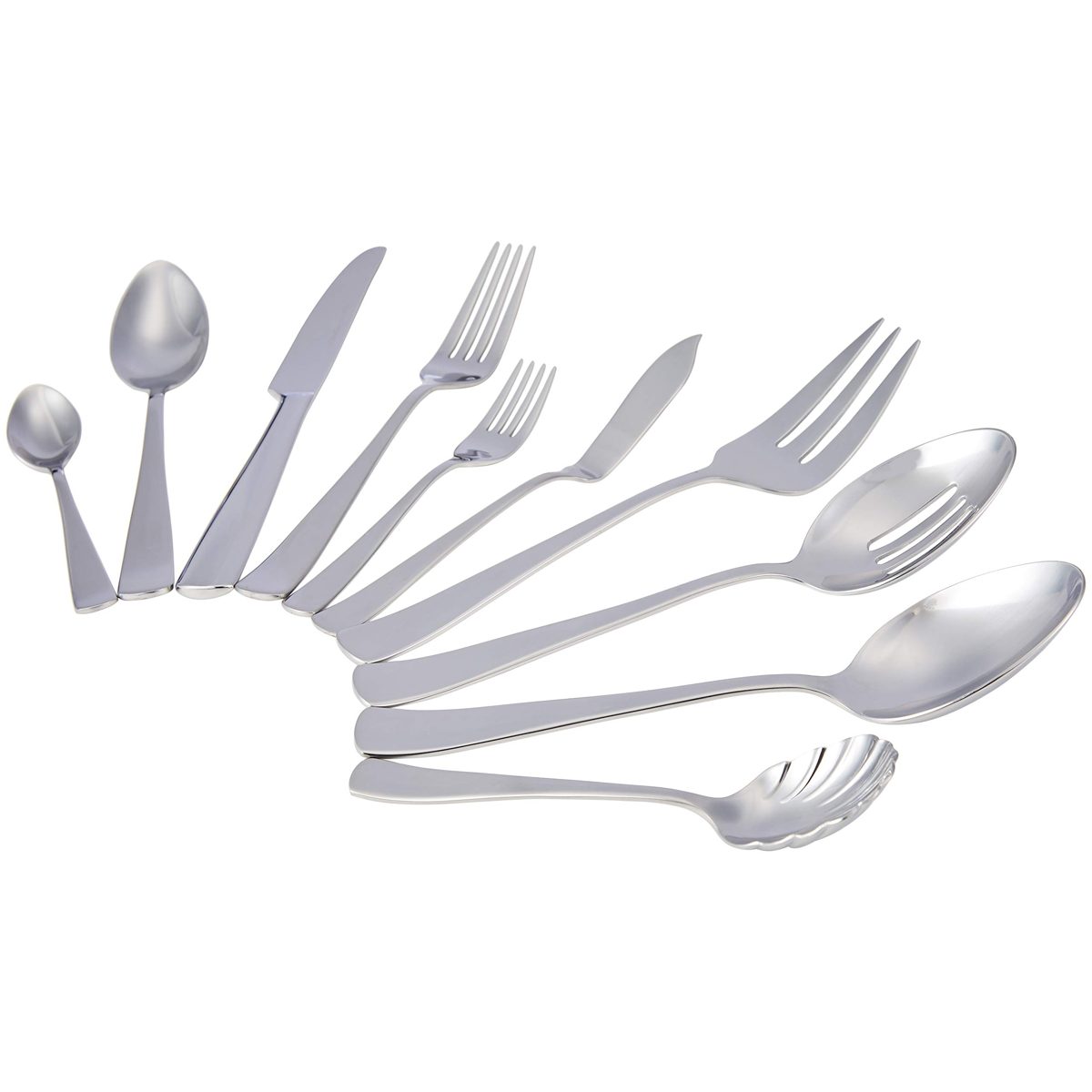 AmazonBasics 45-Piece Stainless Steel Flatware Set with Square Edge, Service for 8