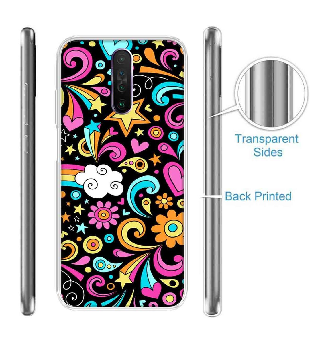 Amazon Brand - Solimo Designer Multicolor Art Design Black Printed Soft Back Case Mobile Cover for Poco X2 / Xiaomi Redmi K30