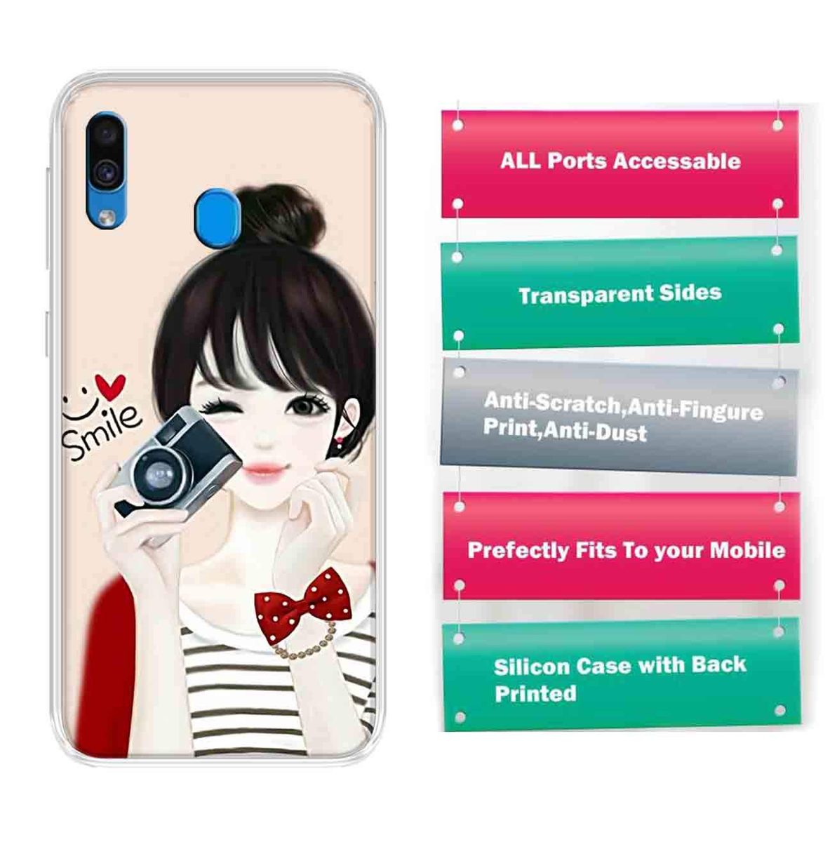 Amazon Brand - Solimo Designer Multicolor Girl Smile Design Printed Soft Back Case Mobile Cover for Samsung Galaxy M10s / Samsung Galaxy A30 / Samsung Galaxy A20
