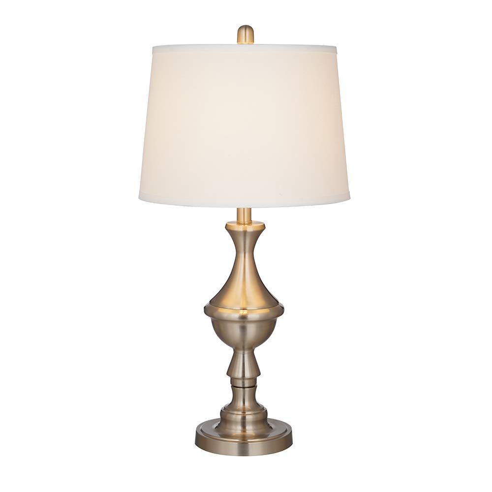 Amazon Brand – Ravenna Home Classic Traditional Metallic Table Lamp with LED Light Bulb, 28.25"H, Brushed Nickel