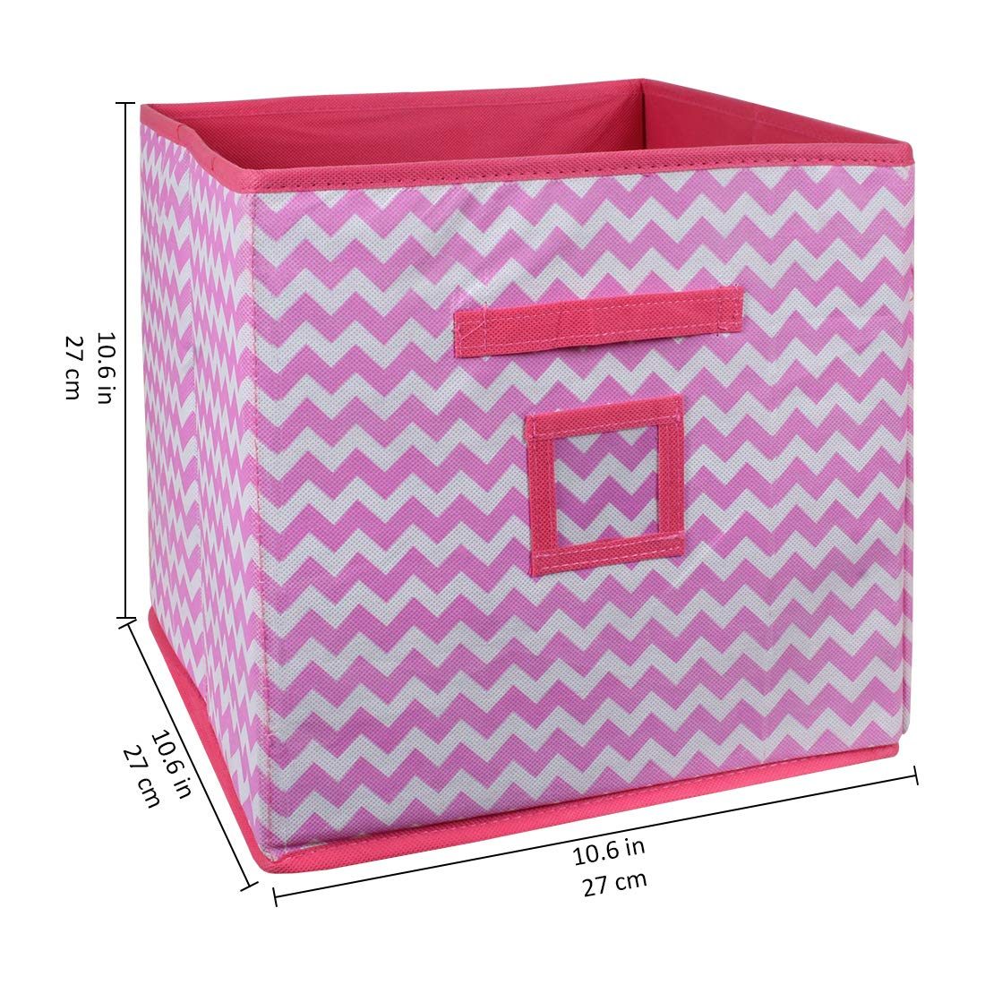 Amazon Brand - Solimo Printed Fabric Storage Box, Small, Set of 6, Pink