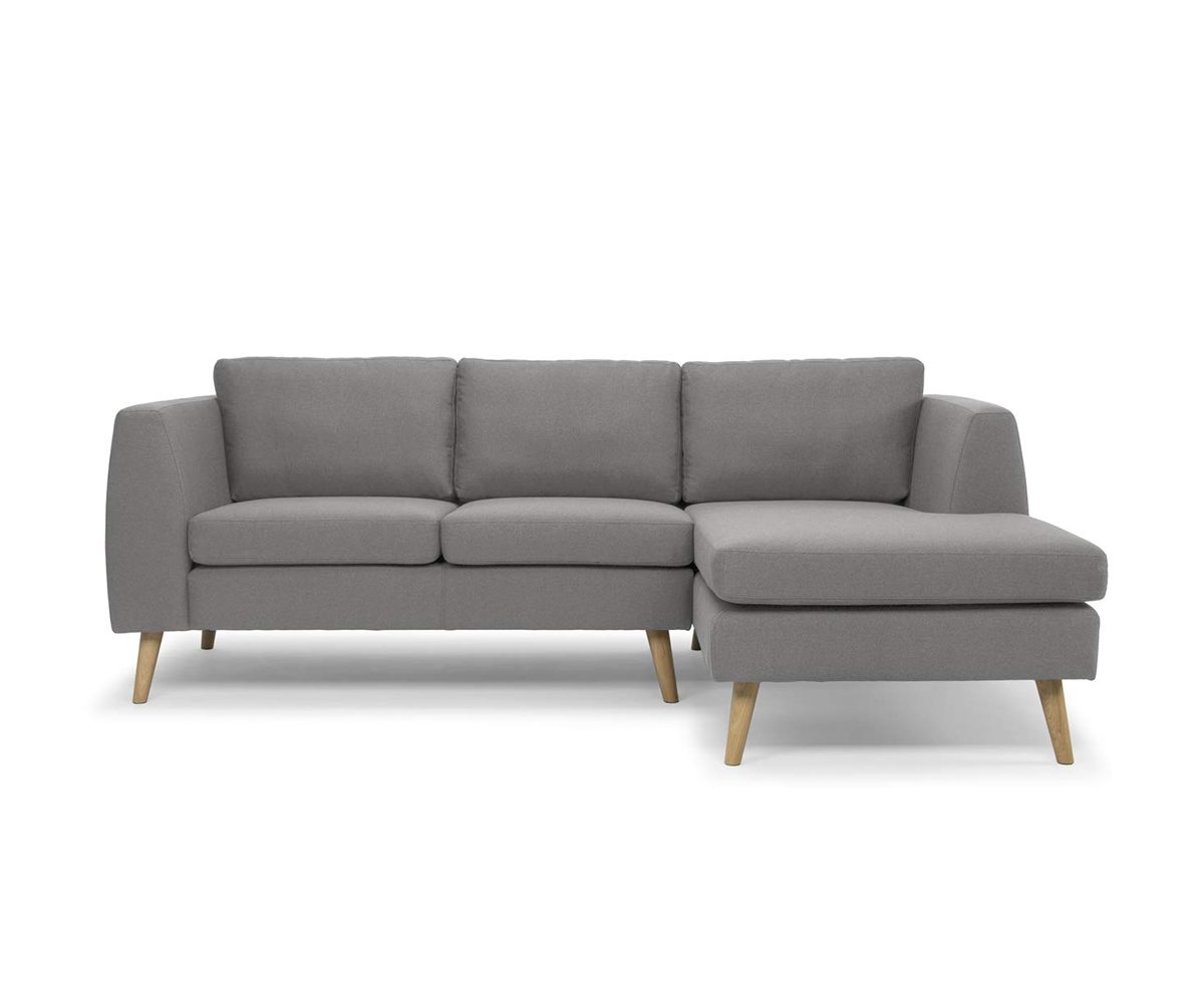 Amazon Brand - Movian Djuran 3-Seater Upholstered L-Shaped Corner Sofa with Right Side Chaise, 230 x 158 x 86 cm, Stain-Resistant Polyester, Steel Grey