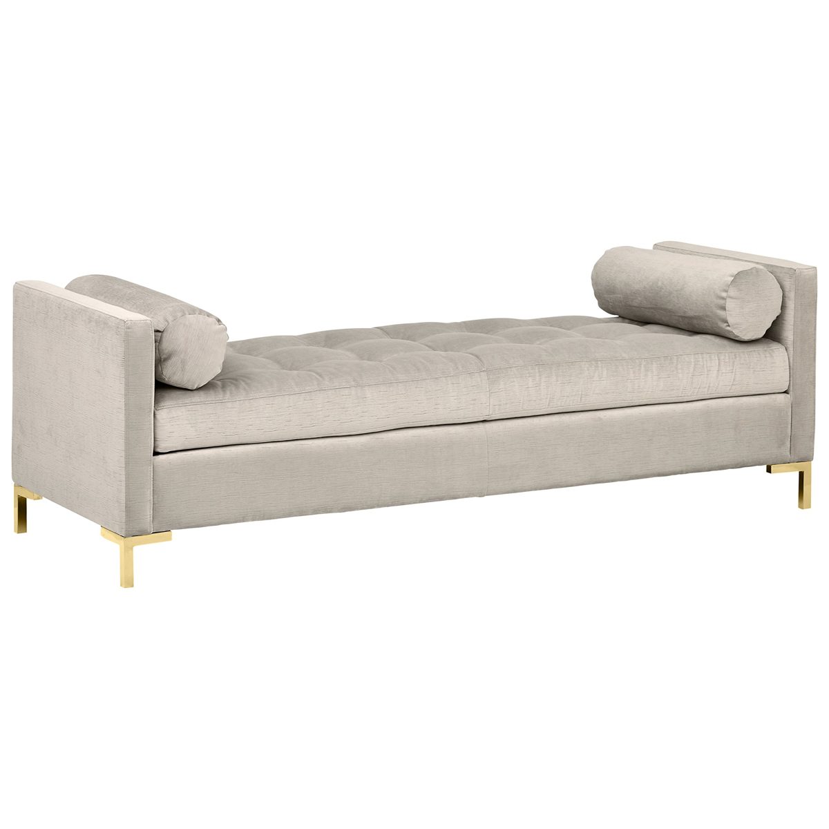 Amazon Brand – Rivet Uptown Mid-Century Velvet Tufted Customizable Daybed Sofa, 78"W, Dove Grey &amp; Brass