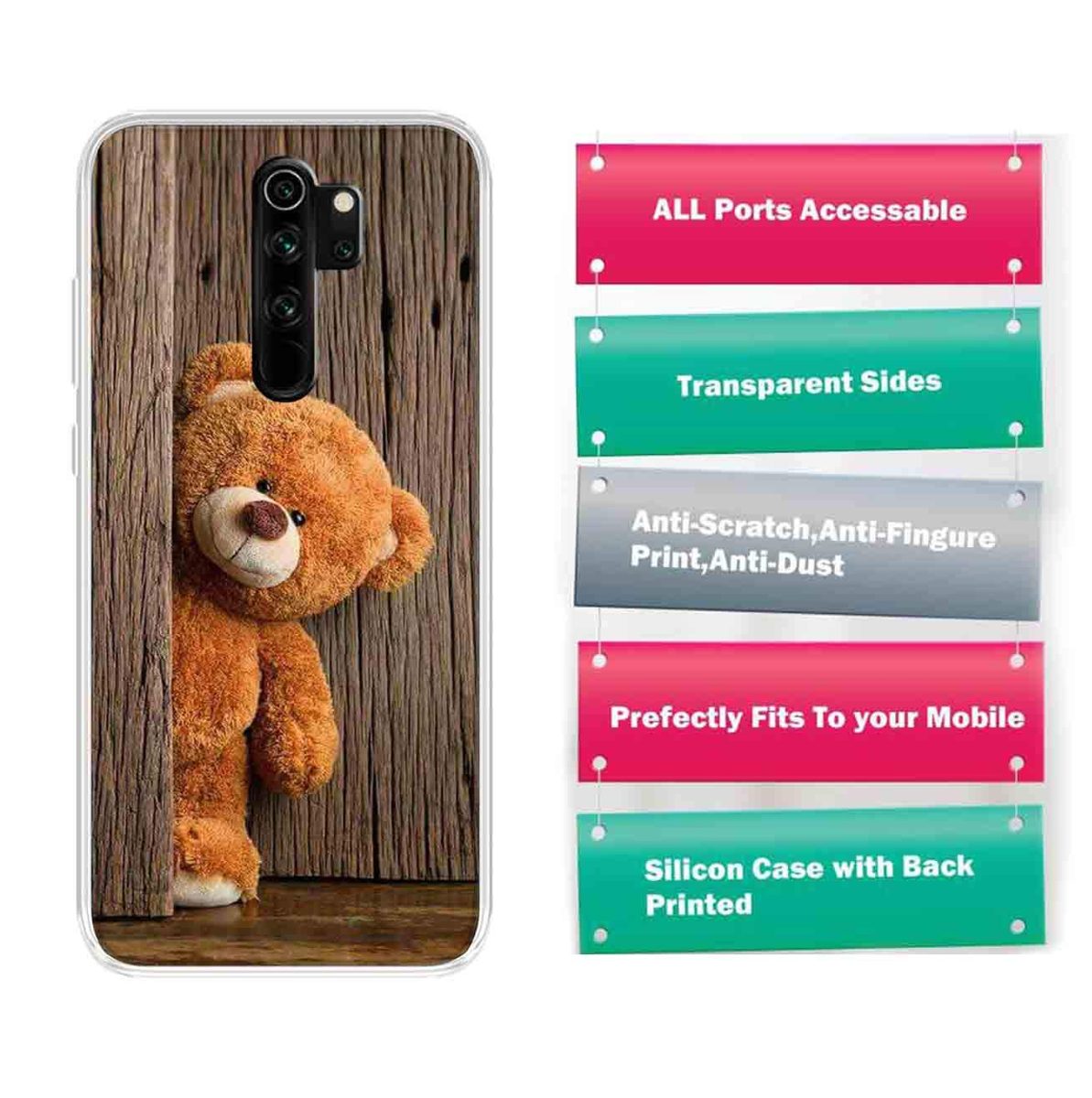 Amazon Brand - Solimo Designer Multicolor Teddy Design Printed Soft Back Case Mobile Cover for Xiaomi Redmi Note 8 Pro