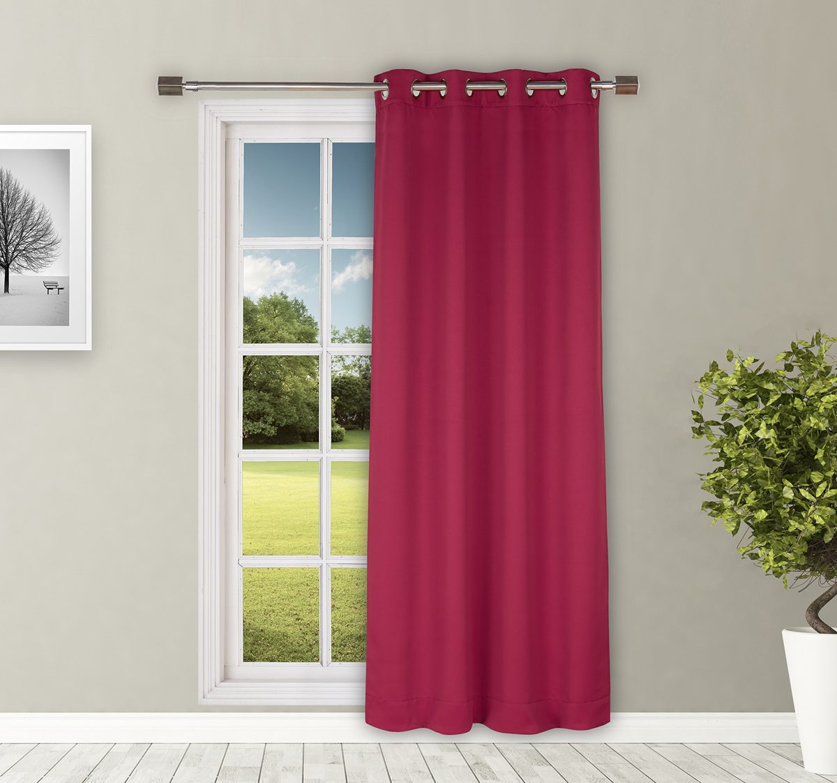 Amazon Brand - Solimo Room Darkening Blackout Door Curtain, 7 Feet - Set of 1 (Maroon)