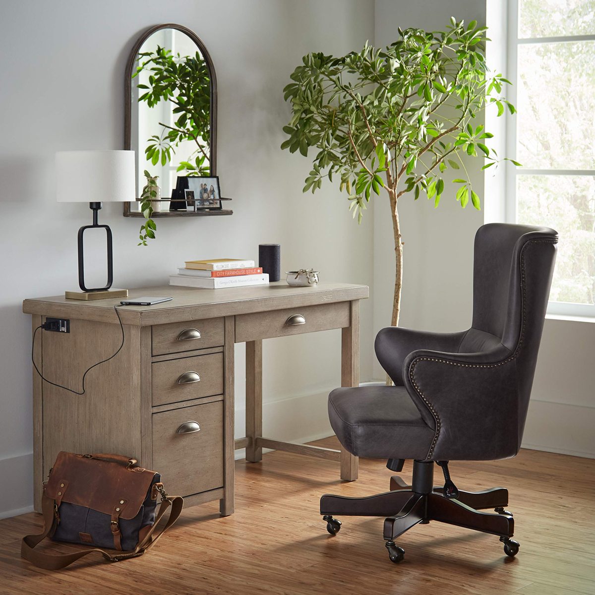 Amazon Brand – Stone & Beam Elias Casual Wood Office Computer Desk, 48"W, Grey