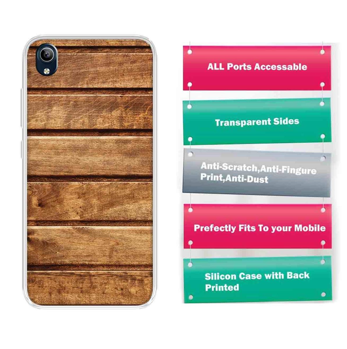 Amazon Brand - Solimo Designer Multicolor Wooden Design Printed Soft Back Case Mobile Cover for Vivo Y91i / Vivo Y90
