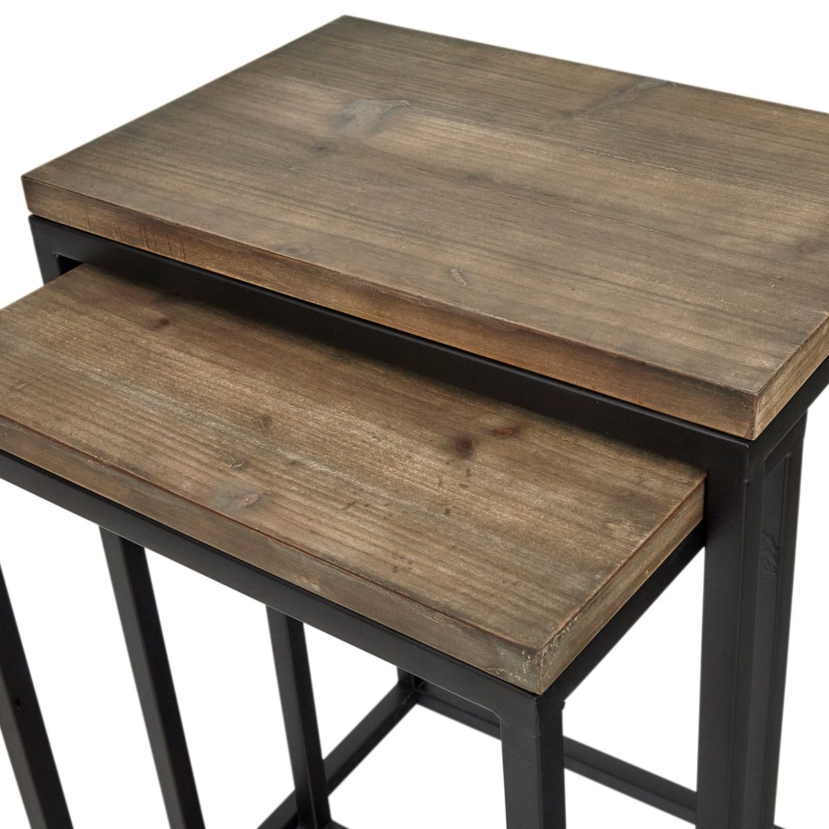 Amazon Brand – Stone & Beam Weston Wood & Metal Nesting Tables, Set of 2, Brown