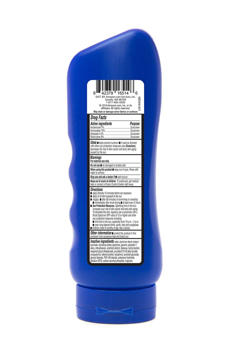 Amazon Brand - Solimo Sport Sunscreen Lotion, SPF 50, Reef Friendly (Octinoxate & Oxybenzone Free), Broad Spectrum UVA/UVB Protection, 8 Fluid Ounce (Pack of 6)