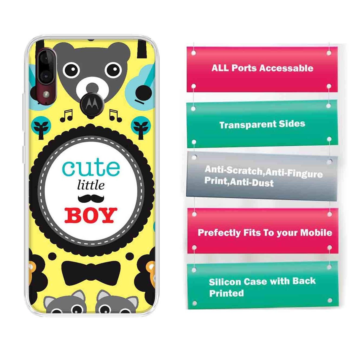 Amazon Brand - Solimo Designer Multicolor Cute Little Boy Yellow Pattern Printed Soft Back Case Mobile Cover for Motorola Moto E6s / Motorola Moto E6 Plus