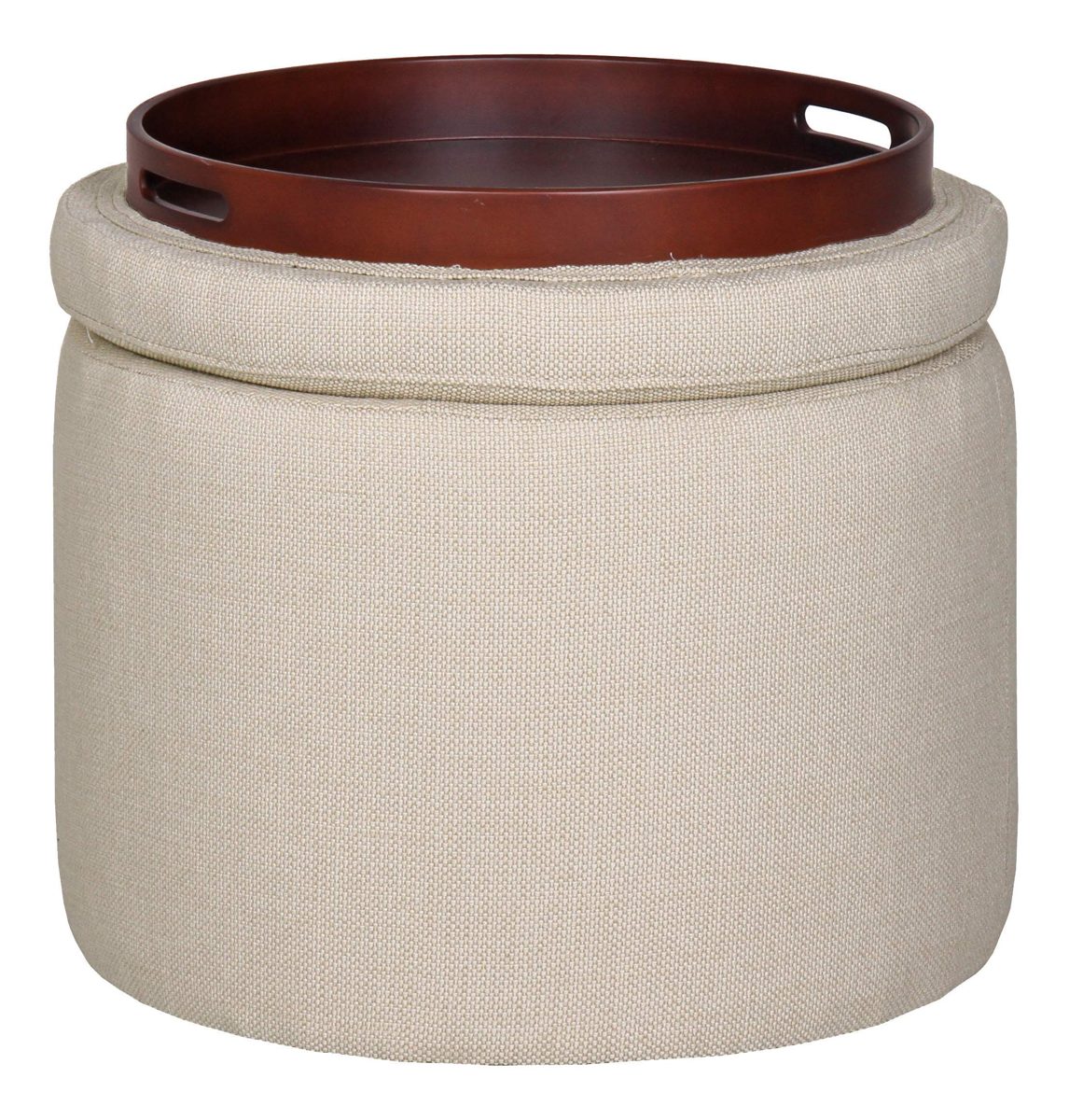 Amazon Brand – Rivet Madison Modern Fabric Round Lift-Top Storage Tray Ottoman Pouf, 19.7"W, Marshmallow (Renewed)
