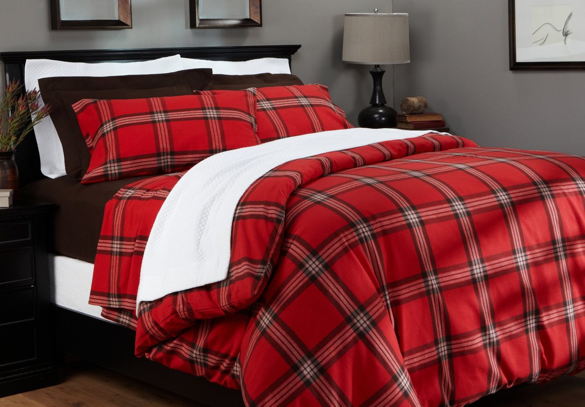 Pinzon Lightweight Cotton Flannel Sham - Standard, Red Tartan