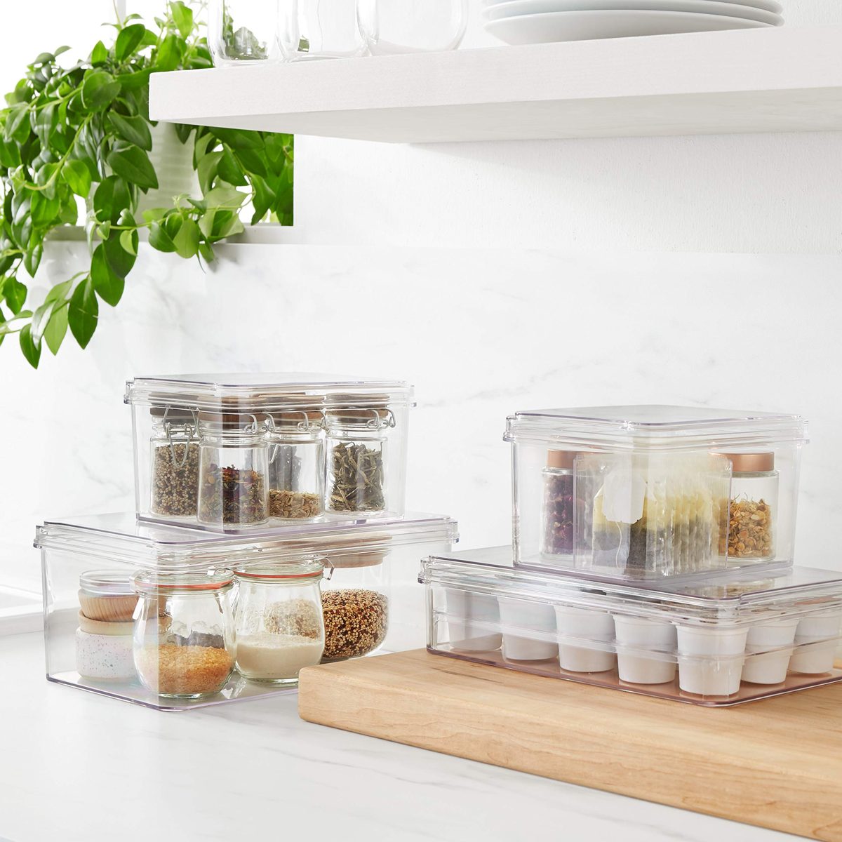 AmazonBasics Plastic Kitchen Storage Bins - Set of 4