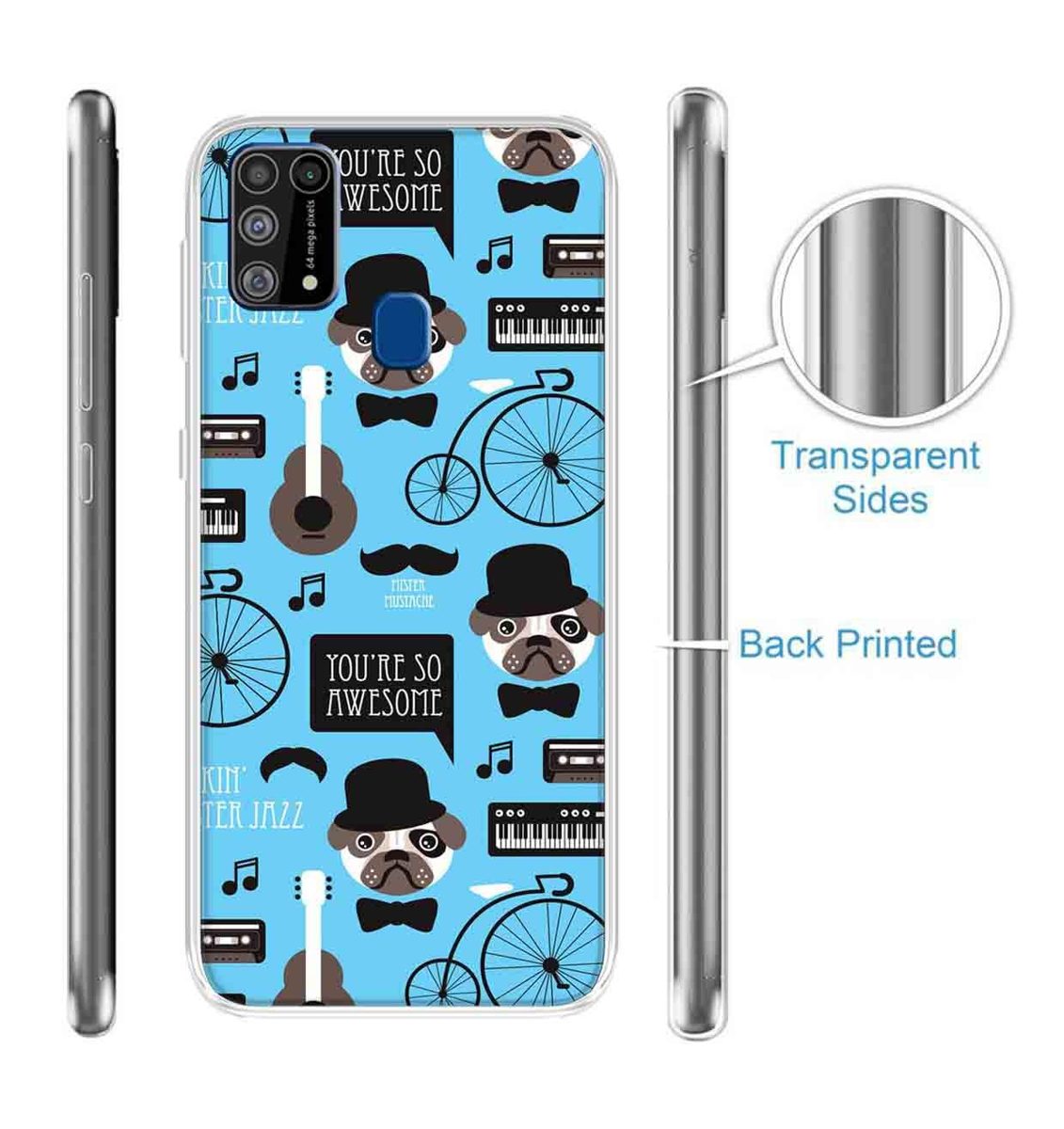 Amazon Brand - Solimo Designer Multicolor Bicycle Blue Pattern Design Printed Soft Back Case Mobile Cover for Samsung Galaxy M31