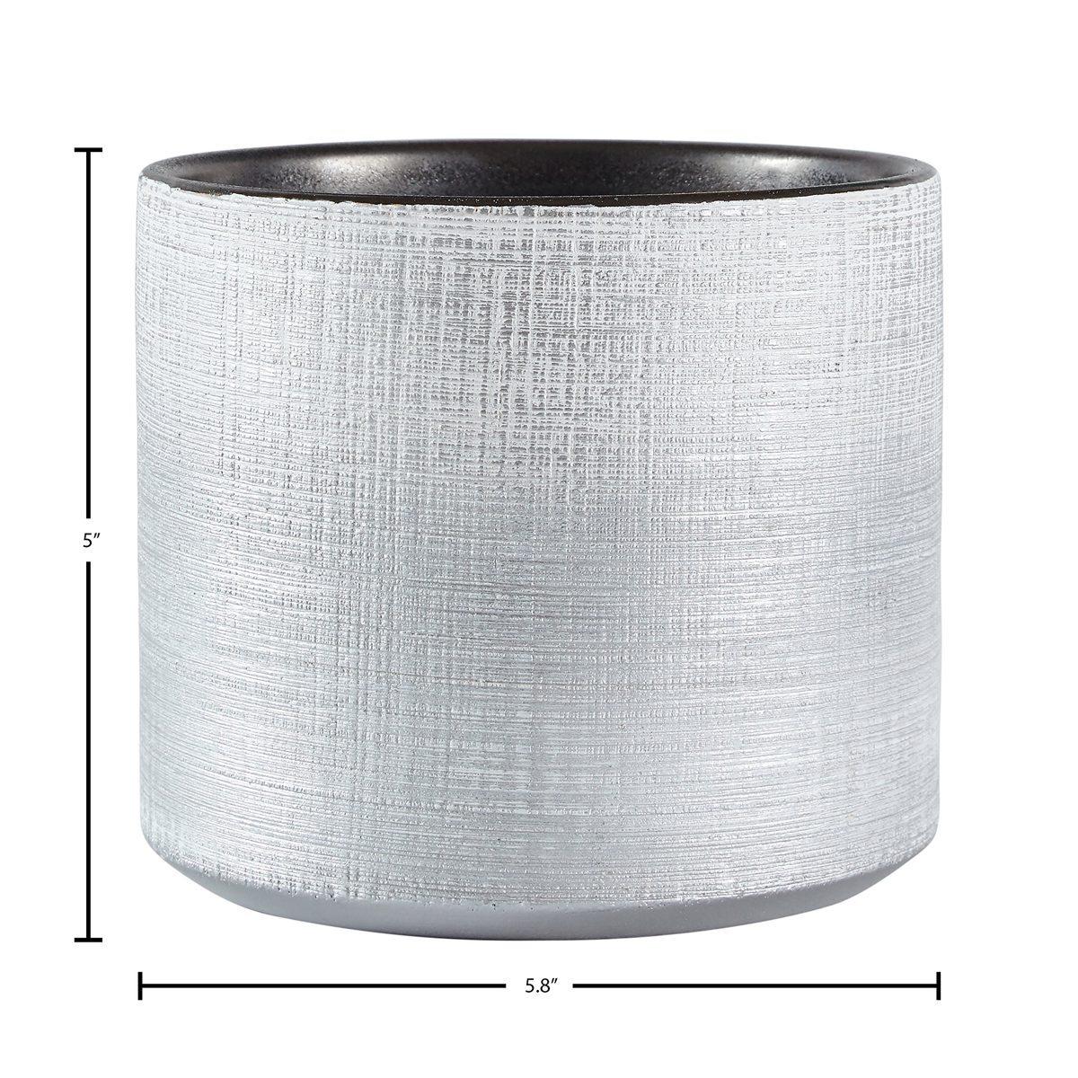 Amazon Brand – Rivet Rustic Stoneware Crosshatch Indoor Outdoor Flower Plant Pot, 5"H, Silver, Small Planter