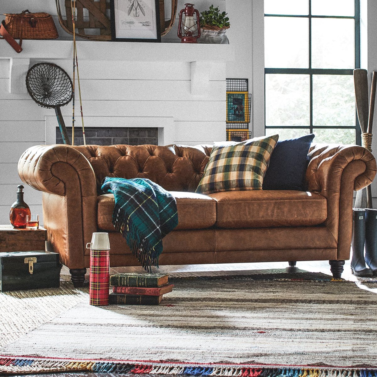 Amazon Brand – Stone & Beam Contemporary Boho Colorful Fringe Wool Area Rug, 5 x 8 Foot, Tan Multi
