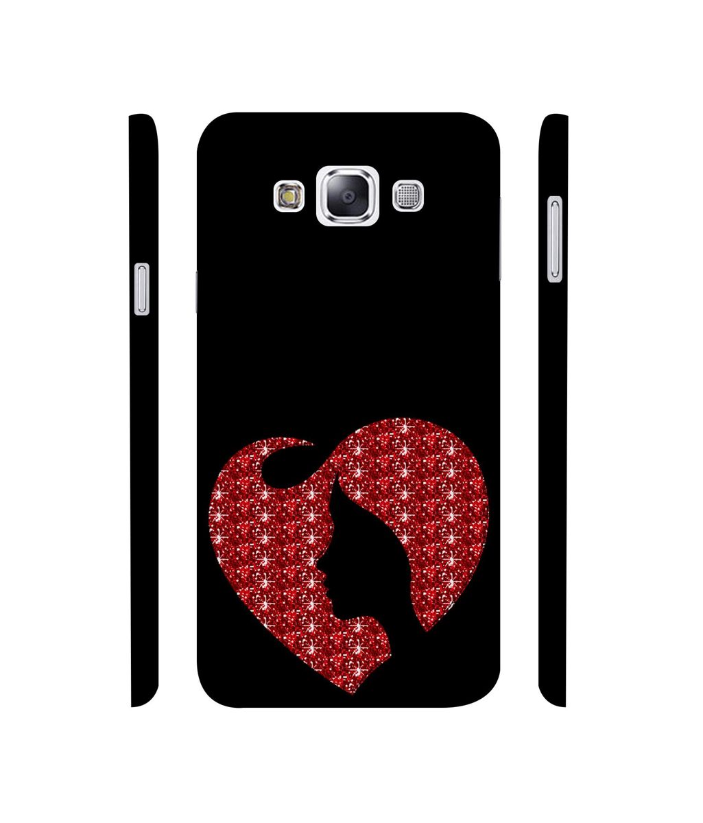 Amazon Brand - Solimo Designer Heart Shape Lady with Glitter 3D Printed Hard Back Case Mobile Cover for Samsung Galaxy E7