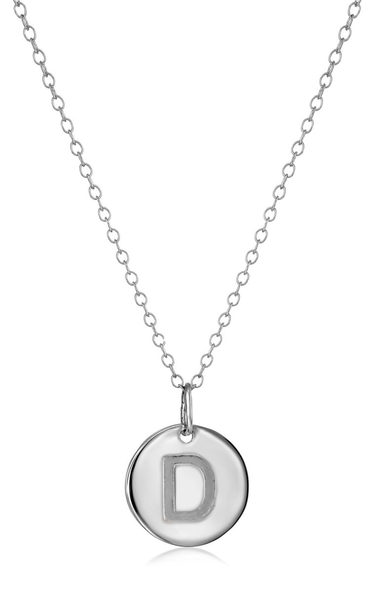 Sterling Silver Round Disc Initial"D" Pendant Necklace, 18.64"