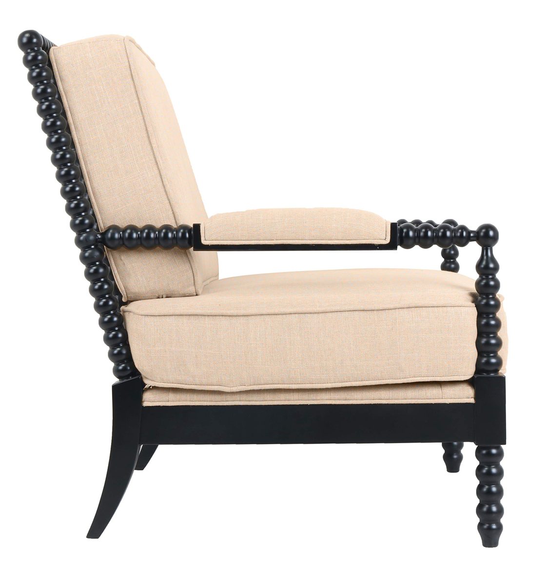 Amazon Brand – Ravenna Home Belgrove Modern Wood Spindle Frame Accent Chair, 26.37"W, Biscotti