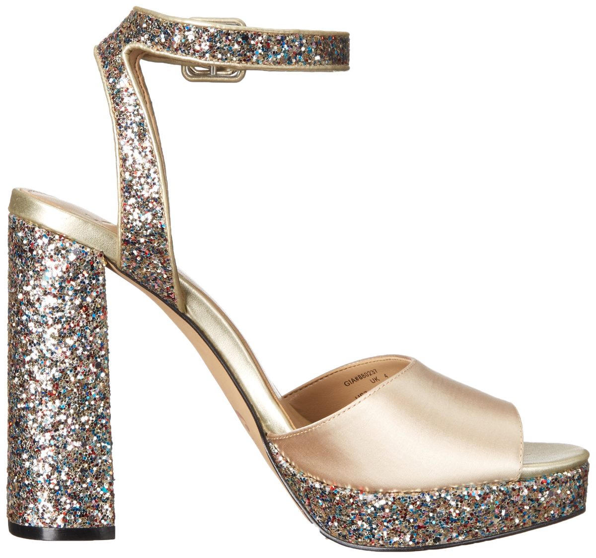 Amazon Brand - The Fix Women's Gia Colorblock Platform Sandal with Ankle Strap, Prosecco/Gold Multi, 8 B US
