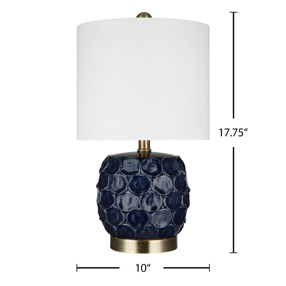 Amazon Brand – Stone & Beam Contemporary 2-Tone Textured Ceramic Table Lamp, LED Bulb Included, 17.75"H, Blueprint Blue