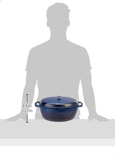 AmazonBasics Oval Enameled Cast Iron Dutch Oven - 7-Quart, Navy