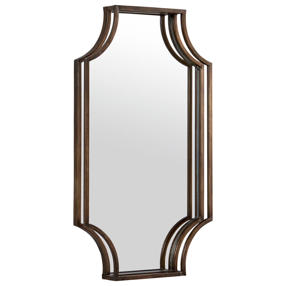 Amazon Brand – Stone & Beam Antique-Style Metal Frame Hanging Wall Mirror Decor, 32 Inch Height, Brown