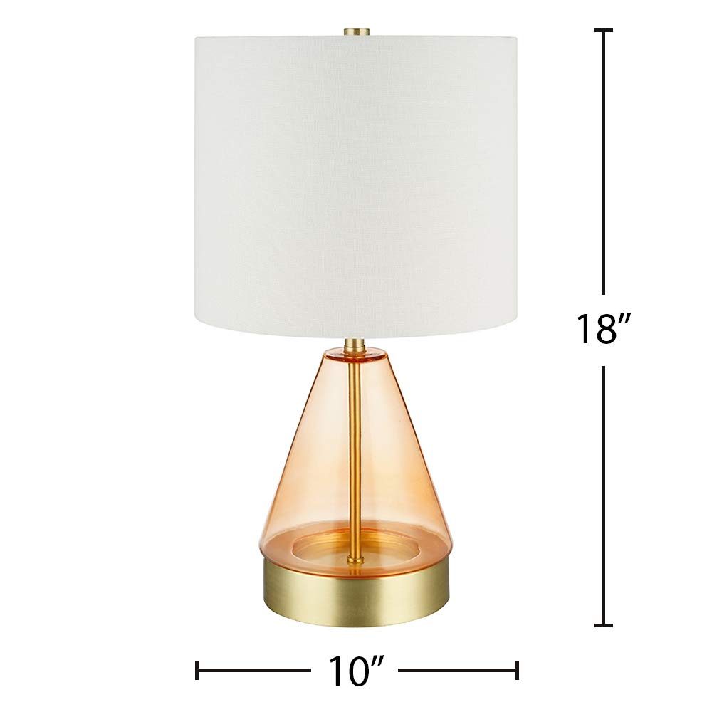 Amazon Brand – Rivet Smokey Glass and Brass Table Lamp, Modern, with Bulb, 16.63"H, Pink