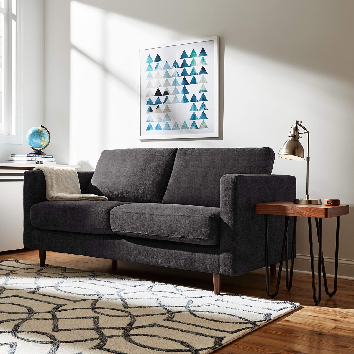 Rivet Revolve Modern Upholstered Sofa Bed, 70"W, Storm Grey