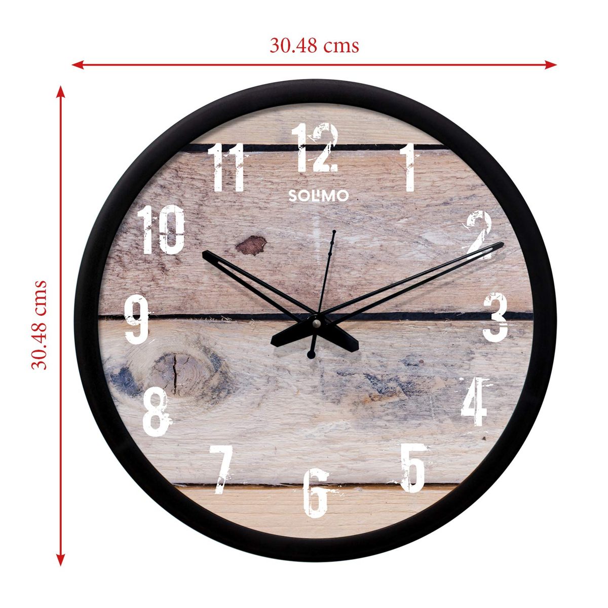 Amazon Brand - Solimo 12-inch Wall Clock - Desginer (Silent Movement, Black Frame), SC-1027