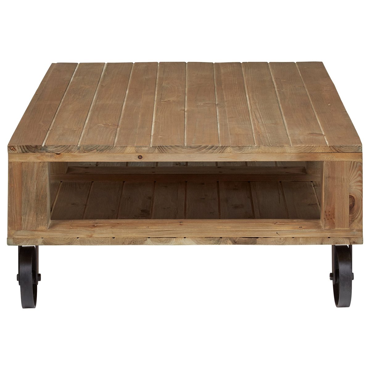Amazon Brand – Stone & Beam Industrial Pallet Wood Coffee Table with Wheels, 51"W, Natural