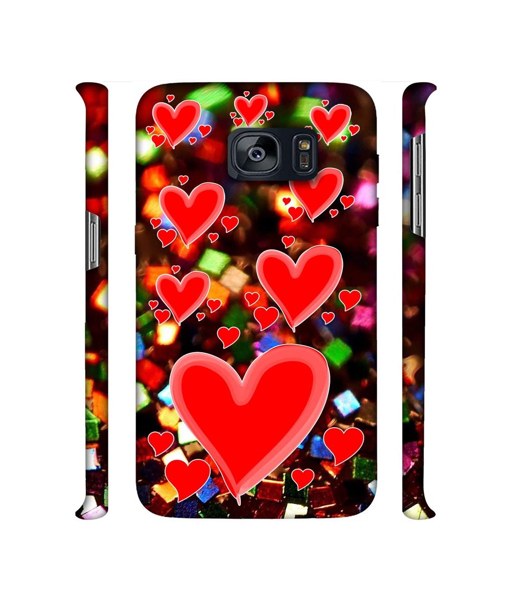 Amazon Brand - Solimo Designer Heart Texture on Glitters 3D Printed Hard Back Case Mobile Cover for Samsung Galaxy S7 Edge