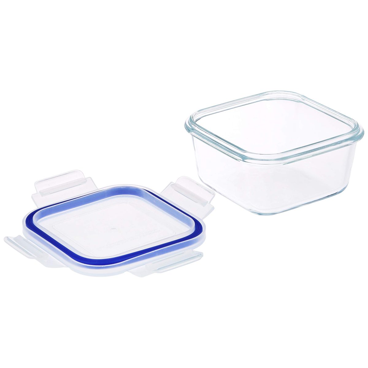 Amazon Brand - Solimo Square Glass Storage Container Set, 490ml, Set of 3, Transparent