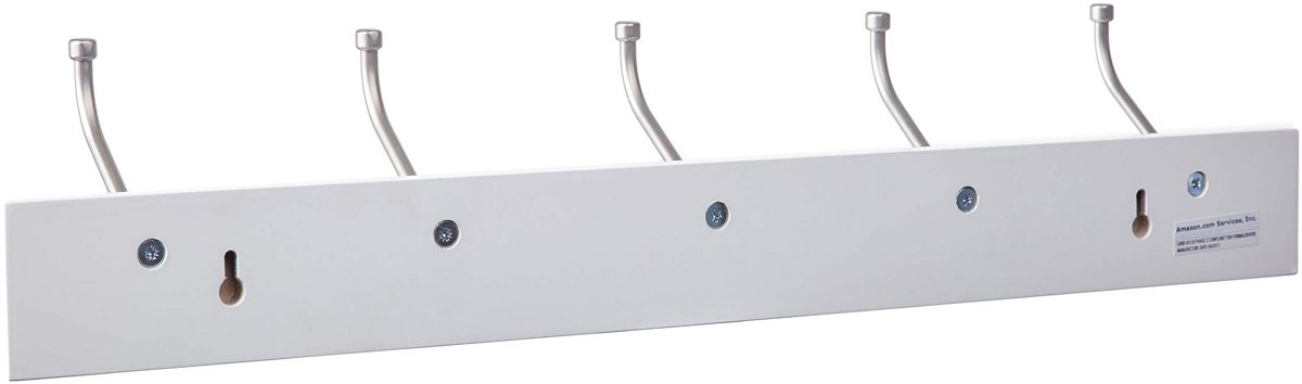 (Renewed) AmazonBasics Wall-Mounted Hook/Hanger/Coat Rack, White
