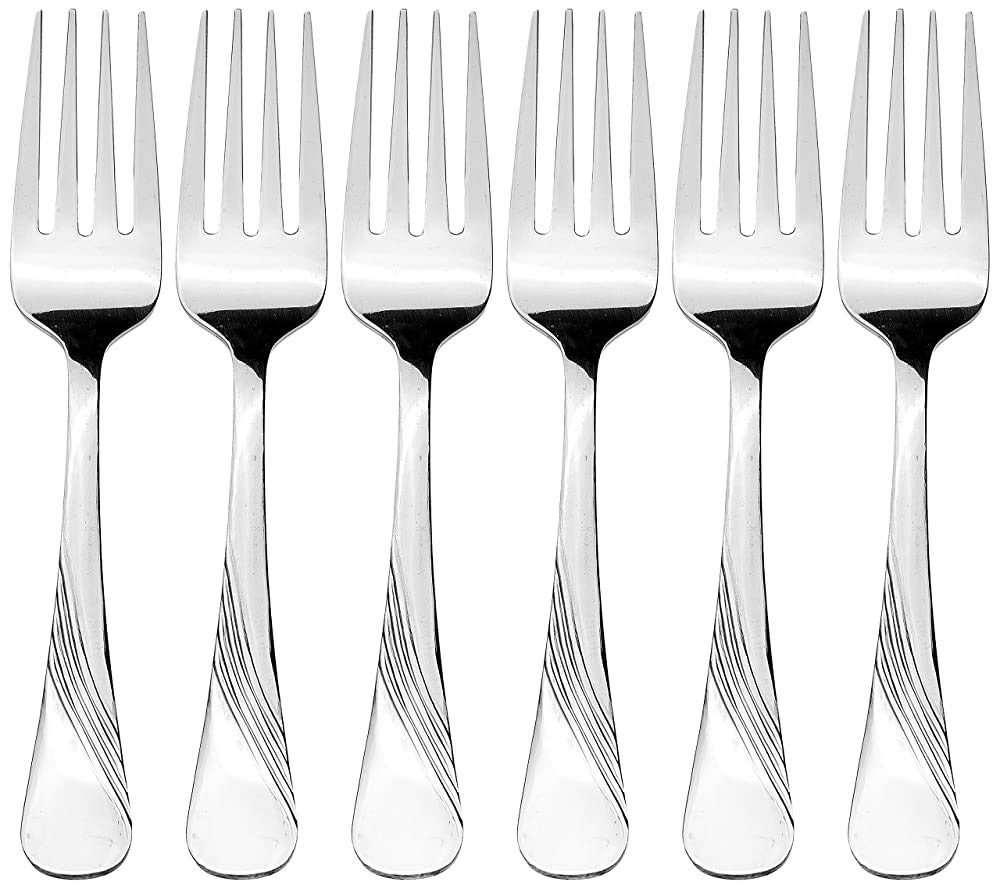 (Renewed) Amazon Brand - Solimo 6 Piece Stainless Steel Fork Set, Waves