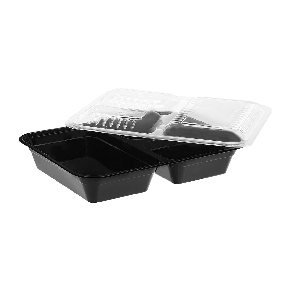 AmazonBasics 3 Compartment Meal Prep Containers - BPA Free, Microwave/Dishwasher/Freezer Safe, 36 ounces, 20-Pack