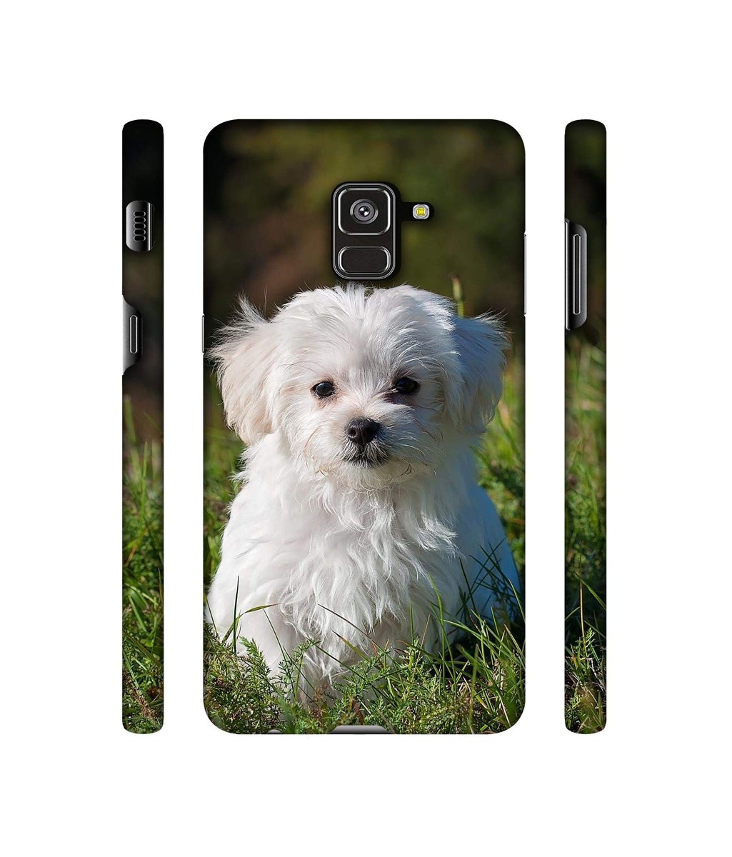 Amazon Brand - Solimo Designer White Dog 3D Printed Hard Back Case Mobile Cover for Samsung Galaxy A8 Plus