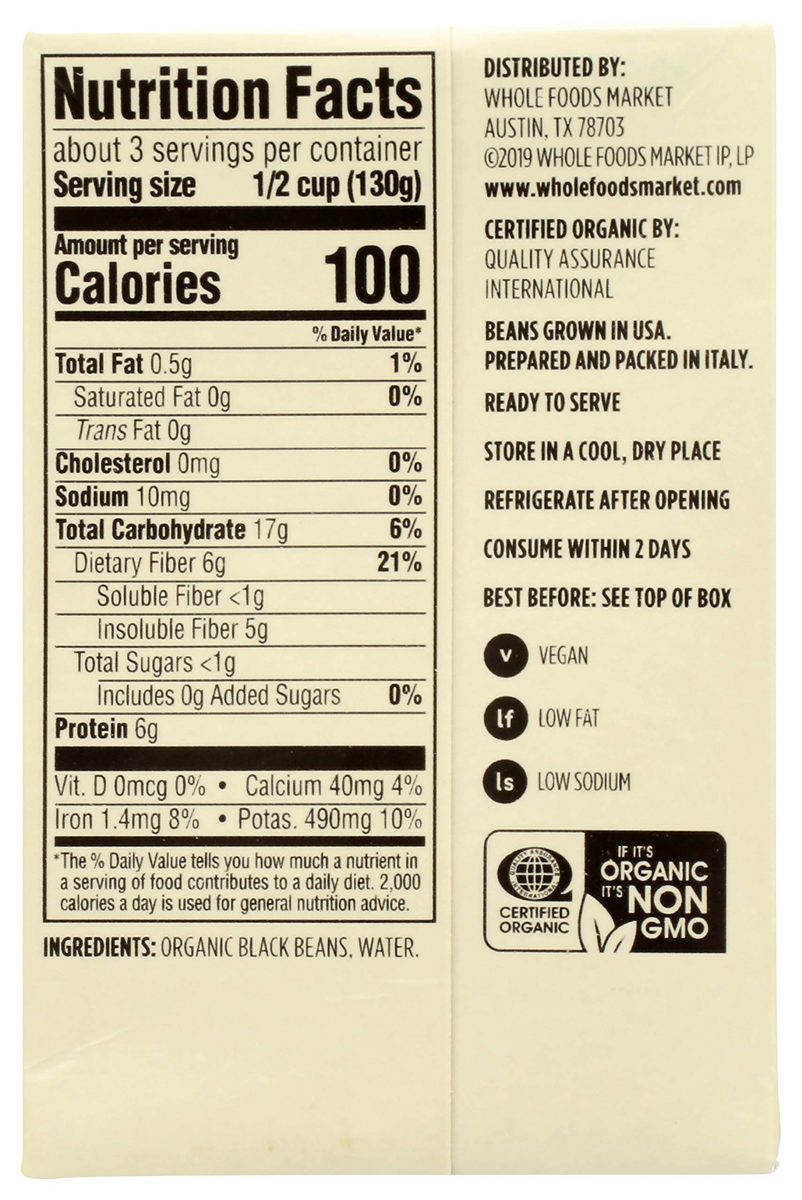 365 Everyday Value, Organic Black Beans, No Salt Added, 13.4 oz